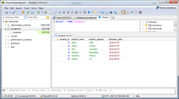 Mariadb Select data 1