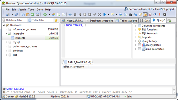 Mariadb Drop table 2