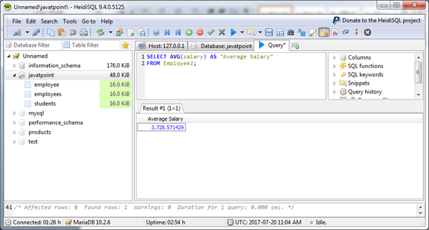 MariaDB Avg function 2